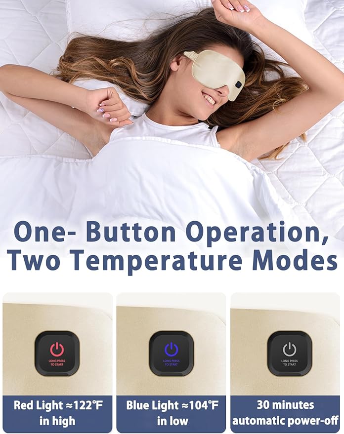 Silk Heated Eye Mask Cordless Rechargebale for Dry Eyes,Warm Eye Heating Pad No Pressure, Sleep Eye Mask Gift for Men Women