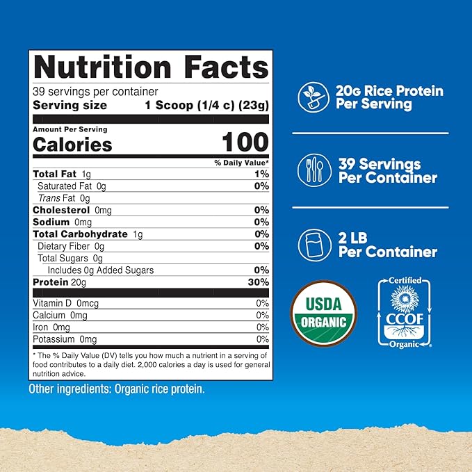 Nutricost Organic Rice Protein Powder (2 LB) - Gluten-Free, Non-GMO (from Brown Rice)