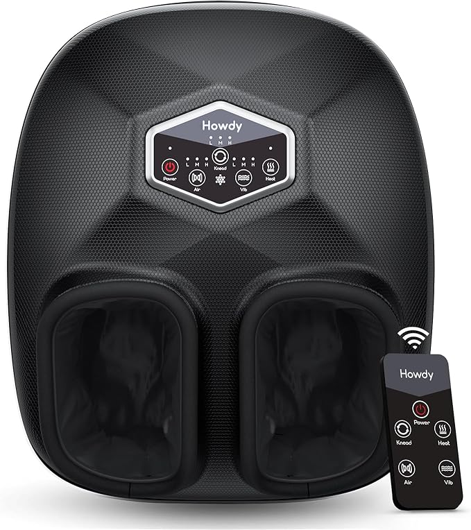Howdy Foot Massager with Heat and Remote for Plantar Fasciitis, 2025 Heated Shiatsu Feet Massager for Neuropathy, Christmas Gift for Mom Dad Women Men, Wireless Control