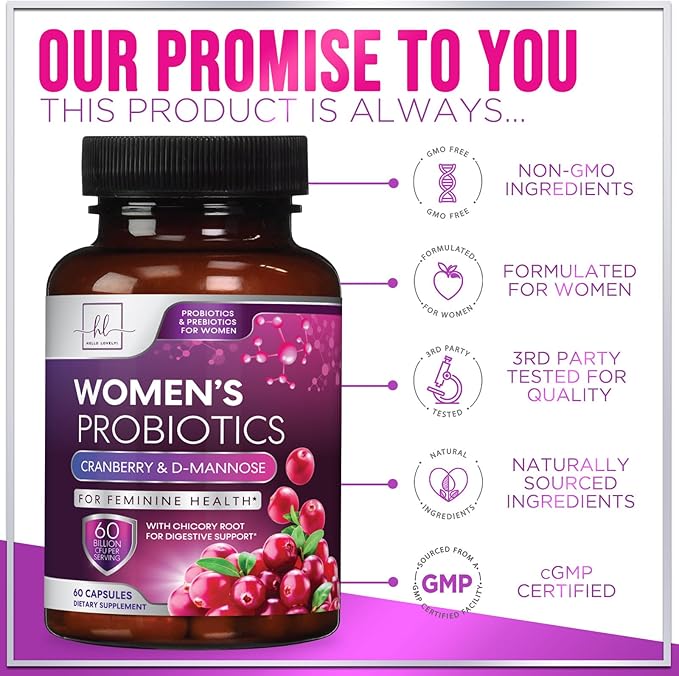 Probiotics for Women - 60 Billion CFU & 16 Strains for pH Balance, Vaginal & Digestive Support, Women's Probiotic with Cranberry for Gut Health, Urinary & Immune Support, Shelf Stable - 60 Capsules