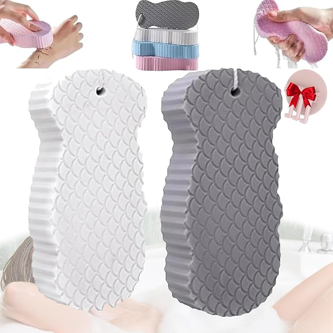 Spirittion Magic Super Soft Exfoliating Bath Sponge, 3D Super Soft Exfoliating Bath Sponge, Reusable for Adults Children and Wome (2 PCS MIX1)
