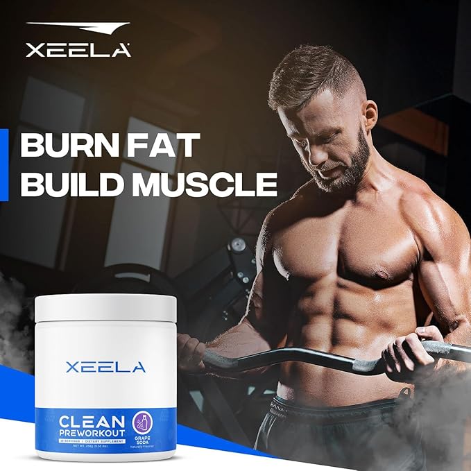 XEELA Pre Workout Powder - Clean & Tested - Jitter Free, Safe, and Natural - Increase Thermogenic Energy, Focus, and Endurance w/Creatine, Organic Caffeine, and Plant Based Citrulline (Grape Soda)
