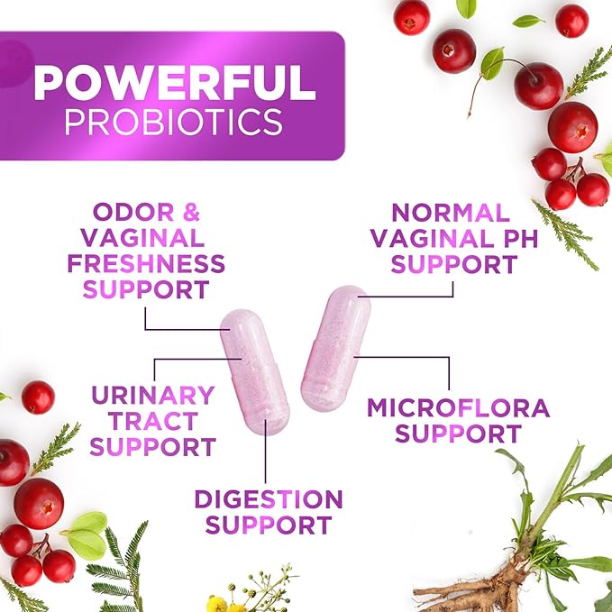 Probiotics for Women 60 Billion CFU - 16 Strains, Prebiotics & Cranberry, PH Balance, Digestive Health, Vaginal & Immune Support, Womens Probiotic for Gut Health, Shelf Stable - 60 Capsules