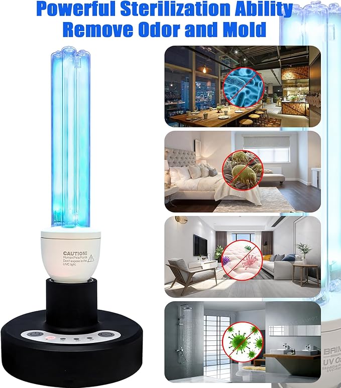 BAIMNOCM UV Light Sanitizer, UVC Disinfection Lamp with E26 Base and Remote Control, UV-C Light Bulb 25 Watts Indoor Use, 1 Count