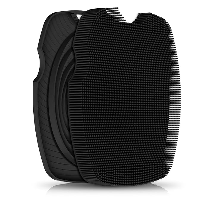 Silicone Body Scrubber Anti Slip for Shower,Zinc Infused Soft Bristles Shower Scrubber for Body Exfoliator,Hygienic,Blood Circulation - Black