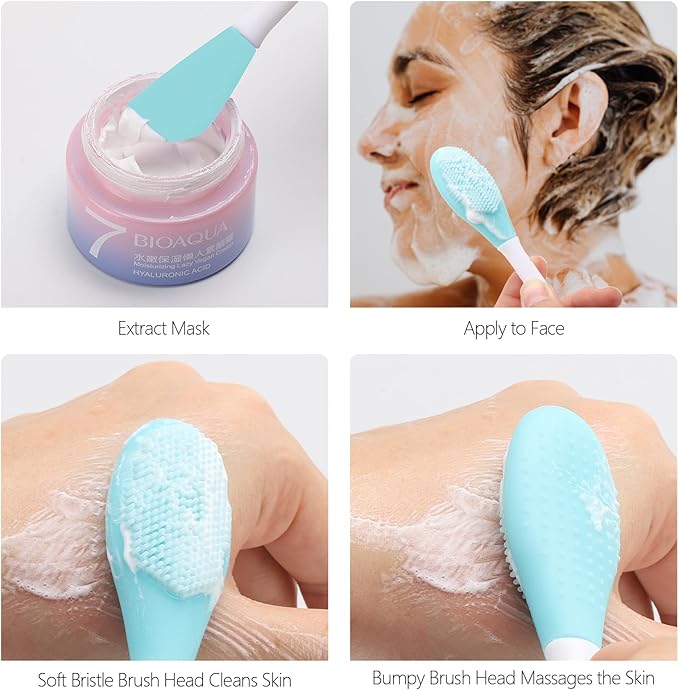 20 Pcs Silicone Face Mask Applicator, 2 in 1 Double-Sided Facial Scrubber Brush Tool, Double-Head Manual Cleansing Brush for Deep Gentle Exfoliating