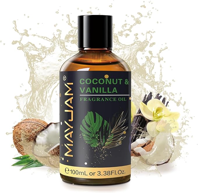 100ML/3.38FL.OZ Coconut & Vanilla Fragrance Oils with Glass Dropper, Essential Oils for Diffusers for Home, Long Lasting Scented Oils for Diffusers Soap Candle Making