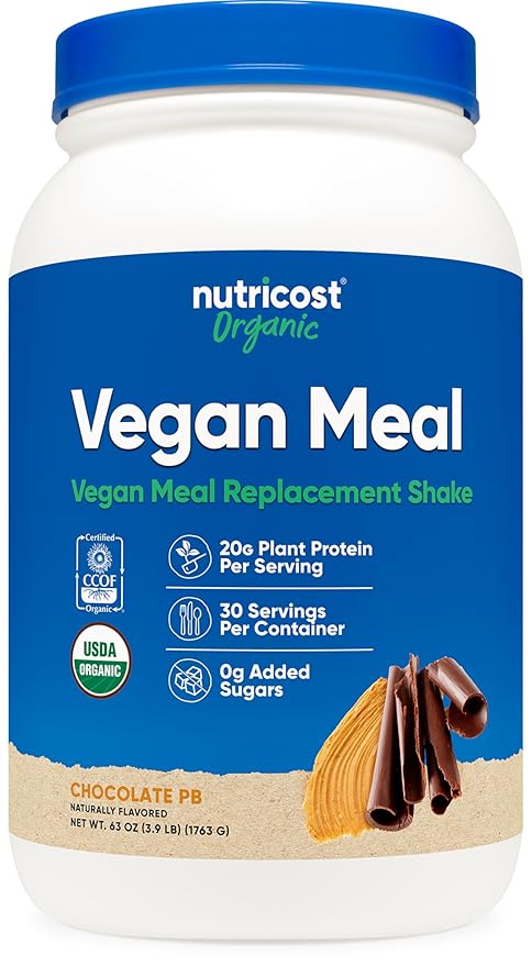 Nutricost Organic Vegan Meal Replacement Shake Powder (Chocolate Peanut Butter) - Certified USDA Organic and Gluten Free