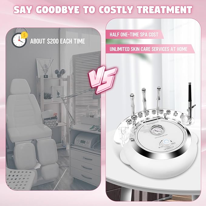 Updated 3 in 1 Microdermabrasion Machine, Professional 65-68cmhg Vacuum Suction Power Facial Clean Diamond Machine for Home Use, Beauty Star Salon Eeffect Skin Care Equipment with Vacuum & Spray Gun