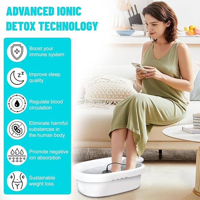 Pilipane Foot Bath Machine, Portable Ionic Detox Foot Bath Machine, Foot Cleanse Foot Detox Spa Machine for Home Use Spa Club Salon Travel