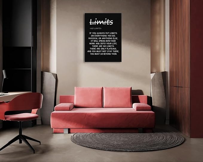 Motivational Wall Art ‘There are no limits’ from Bruce Lee's Printed Modern Artwork Inspirational Quotes Poster Canvas for Office living room Bedroom Home Decor Framed Ready to Hang[30" W X 40" H]
