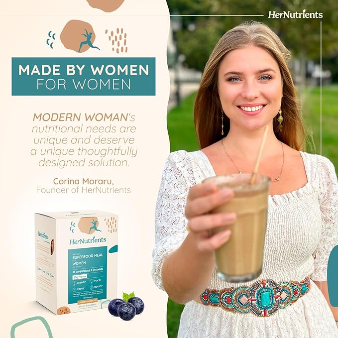 SuperFood Meal Replacement for Women - All-In-One Protein Powder with Greens & Vitamins & Collagen | Chocolate Protein Shake & Supplement Snack for Women's Health, Energy, Focus, Beauty, Mood, No Added Sugar  (1 Sample Packet, Chocolate)