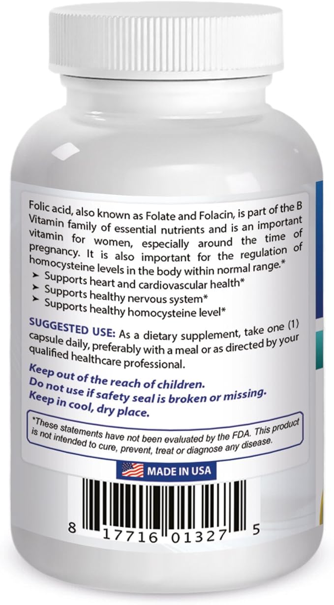 Best Naturals Folic Acid 800 mcg 240 Capsules