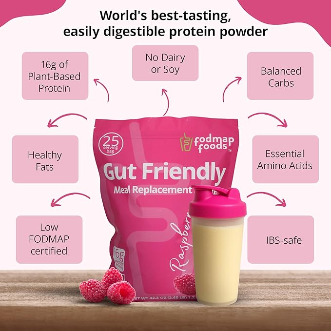 Certified Protein Shake Powder Meal Replacement – Gut Friendly 16g Plant Based Protein, Low Fermentation, Gluten-Free High Protein Meal Replacement Shake Powder | 25 Servings 44.1oz