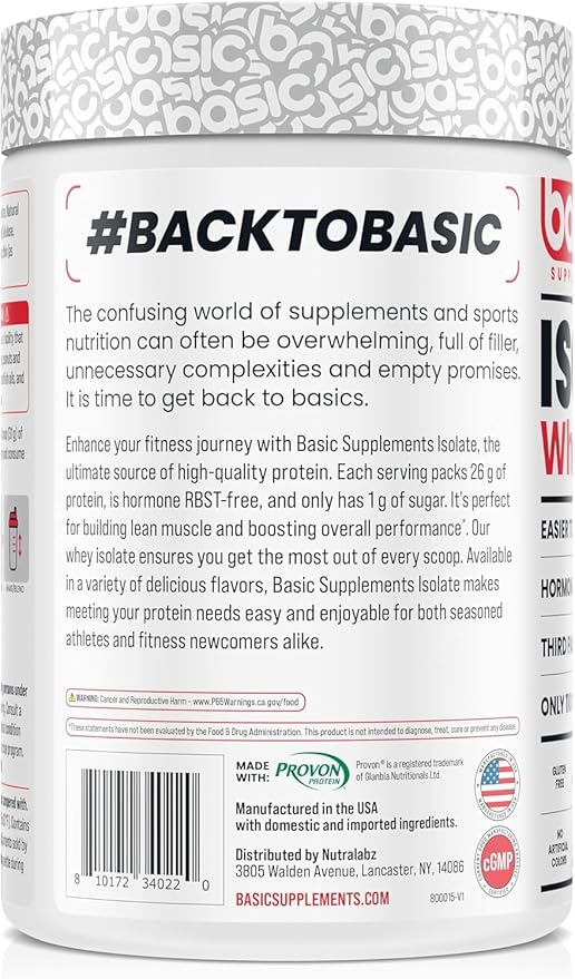 Basic Whey Protein Isolate, 26g Protein, 0g Fat, Gluten-Free, RBST-Free, Rapid Absorption, 110 Calories (2 Pound, Salted Caramel Cold Brew)