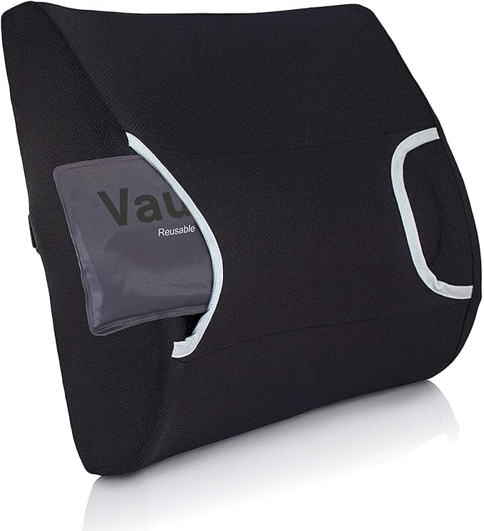 FSA/HSA Eligible, Vaunn Medical Lumbar Support Pillow with Firm Insert & Heated/Cooling Gel Pad