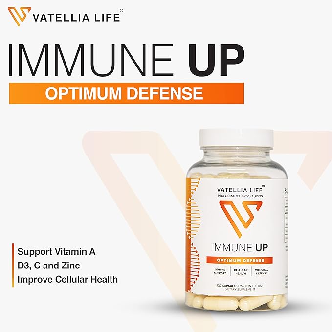 Immune Up High-Absorption Vitamin C, D3, A + Zinc | Immune Support | Improve Cellular Health | Microbial Defense | 120 Capsules (60 Day Supply)