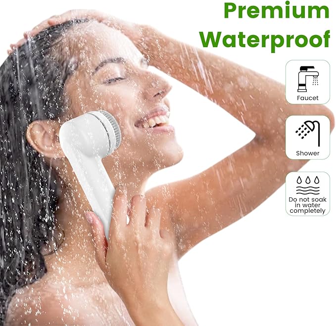 Rechargeable Face Scrubber, Electric Facial Cleansing Brush with Exfoliator and Sponge Brushheads, 3 Speeds Face Wash Brush, Gentle face exfoliator Brush for Men Women