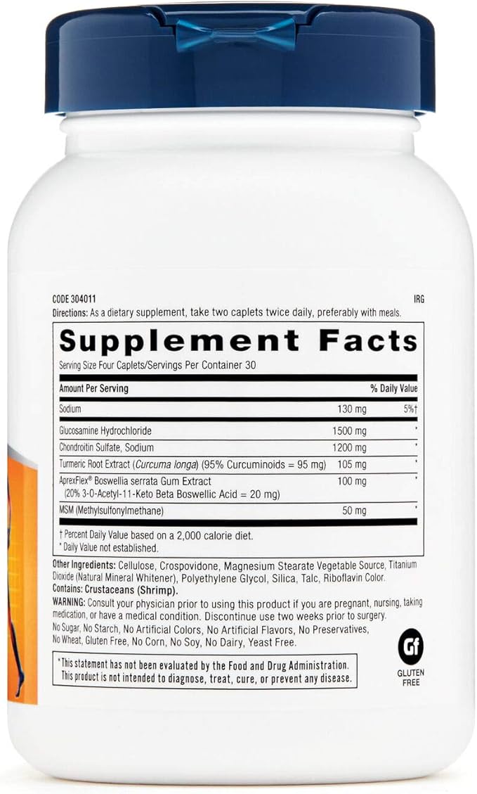 GNC TriFlex Fast-Acting, Improves Joint Comfort and Stiffness, Clinical Strength Doses of Glucosamine/Chondroitin and Boswellia- Plus Turmeric, 120 Caplets