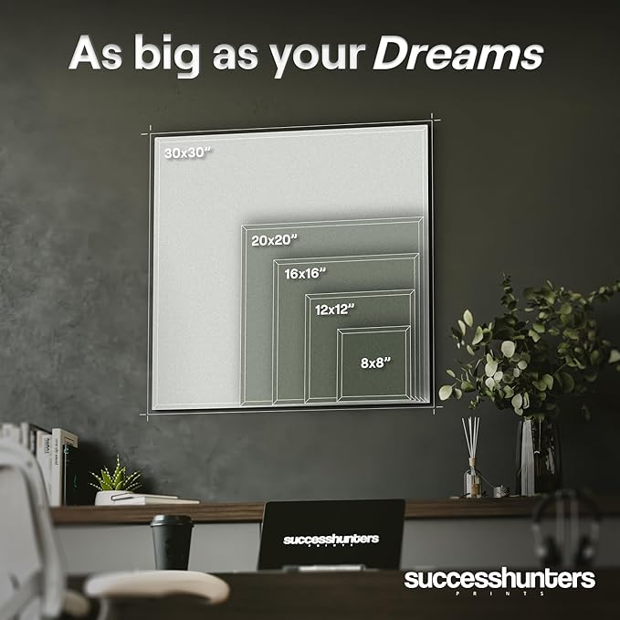 6X Motivational canvas, wall art for bedroom and office, inspirational black and white canvas poster, motivational poster set, decor bundle for home, wall pictures for living room (6x - 8 x 8 in)