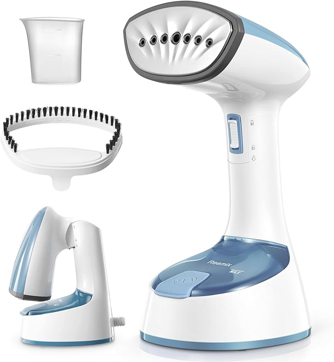 Steamer for Clothes, 1200W Foldable Clothes Steamer, Handheld Garment Steamer, Fast Heat-up, Auto-Off, Steam Iron for Fabric Wrinkle Remover with Brush (2241 Blue Gray)