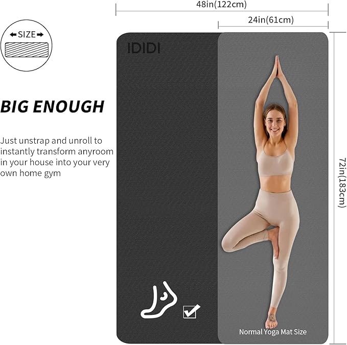 8mm Large Yoga Mat (6'x 4') - Extra Long and Wide 72 x 48 x 0.32 inches, Non-Slip POE Fitness Mat, Eco-Friendly, Thick Wide Exercise Mat for Home Workouts,Ideal for Yoga and Pilates.