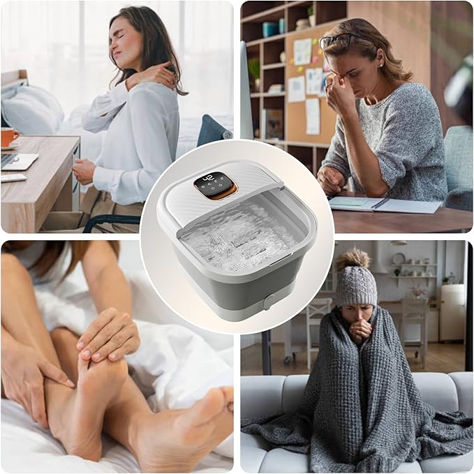 Collapsible Foot Spa with Heat, Touchscreen, Foldable Foot Bath Massager with Temperature Control, Foot Massage Rollers, Pedicure Spa for Home, Office, Relaxation, Gift for Men & Women