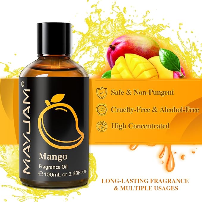 100ML/3.38FL.OZ Mango Fragrance Oils with Glass Dropper, Essential Oils for Diffusers for Home, Long Lasting Scented Oils for Diffusers Soap Candle Making