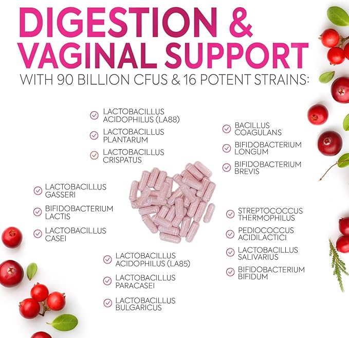 Probiotics For Women 50 Billion CFU - Women's Probiotic For Digestive Health 16 Unique Strains - Daily Vaginal PH Balance & Feminine Health Support, Womens Probiotic With Acidophilus - 120 Capsules