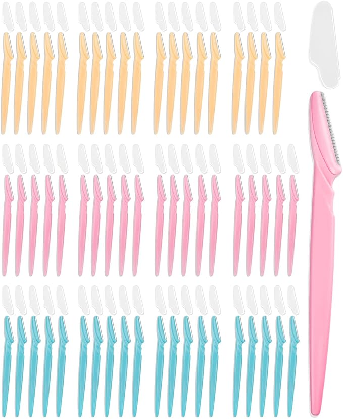 Dermaplane Razor, 60 Pcs Face Razors for Women and Men, Multipurpose Eyebrow Razor, Dermaplaning Tool for Face by MoHern， Multi-Color