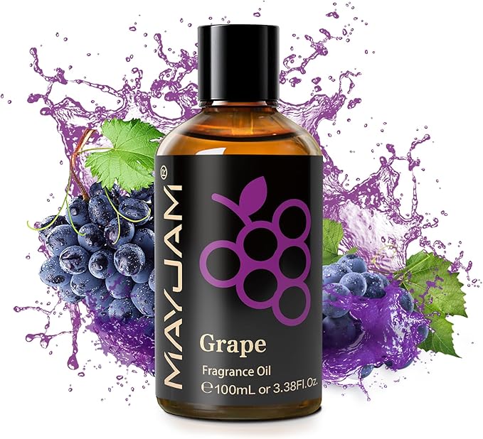 100ML/3.38FL.OZ Grape Fragrance Oils with Glass Dropper, Essential Oils for Diffusers for Home, Long Lasting Scented Oils for Diffusers Soap Candle Making