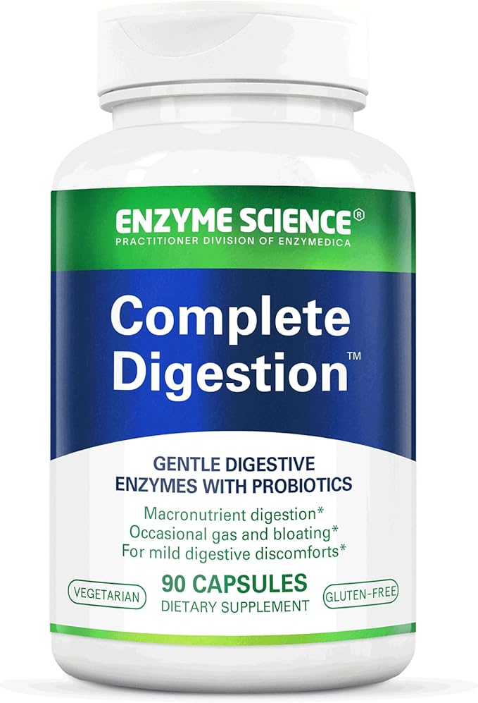 Complete Digestion, Full Support for Digestive Health and Help Reducing Gas, Bloating, Indigestion, and Irregularity with 125 Billion CFU Probiotics, Vegetarian, 90 Capsules