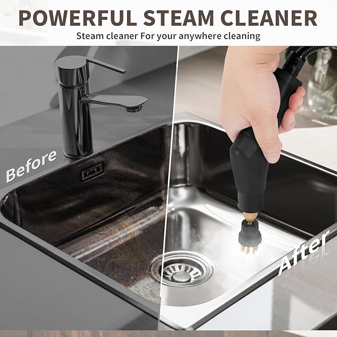 Steam Cleaner,10s Heat-Up,1.4L Tank,6 Level Adjustable Steamer,2500W Steamer for Cleaning,Portable Handheld Steamer with 12PCS Accessories,Suit for Home,Car,Dirt,Grease,Grout,Tile,Couch(White)