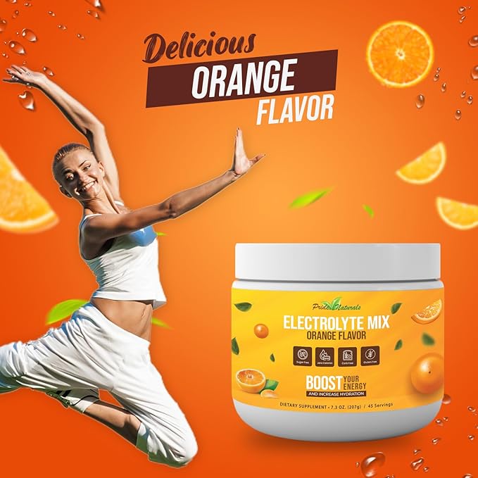 Electrolyte Powder - Refreshing Workout Recovery Electrolytes, Sugar Free, Gluten Free & Vegan, Pure Keto & Paleo Hydration Beverage, Immune Boosting Vitamins (198 Grams, Orange)