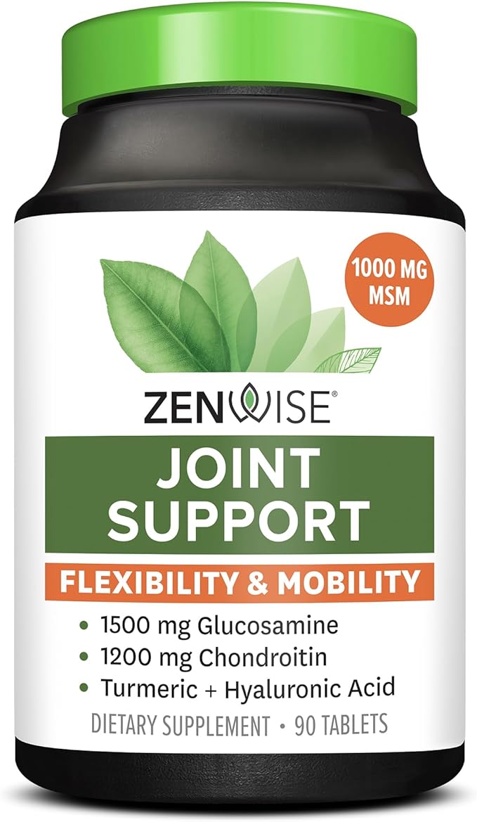 Zenwise Health Joint Support Supplement with Glucosamine Chondroitin MSM, Curcumin & Sulfate - Joint Health for Women & Men - Mobility & Flexibility Support for Knee, Cartilage & Bone - 90 Count