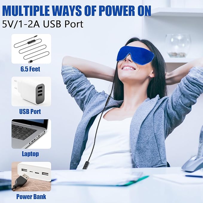 Heated Eye Mask, Washable Dry Eye Mask Heat Eye Compress with Flaxseed, Warm Eye Compress Heating Pad with Temperature Timer Control for Sleep, Blepharitis, Dark Circles, MGD, Puffy Eyes (Deep Blue)