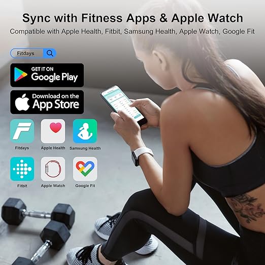 Digital Bluetooth Body Fat Scale – Ultra‑Precise Smart Bathroom Weight Scale with 15 Body Composition Metrics, Large Backlit Display, App Sync (Fitdays, Apple Health, Google Fit) & Multi‑User Profiles
