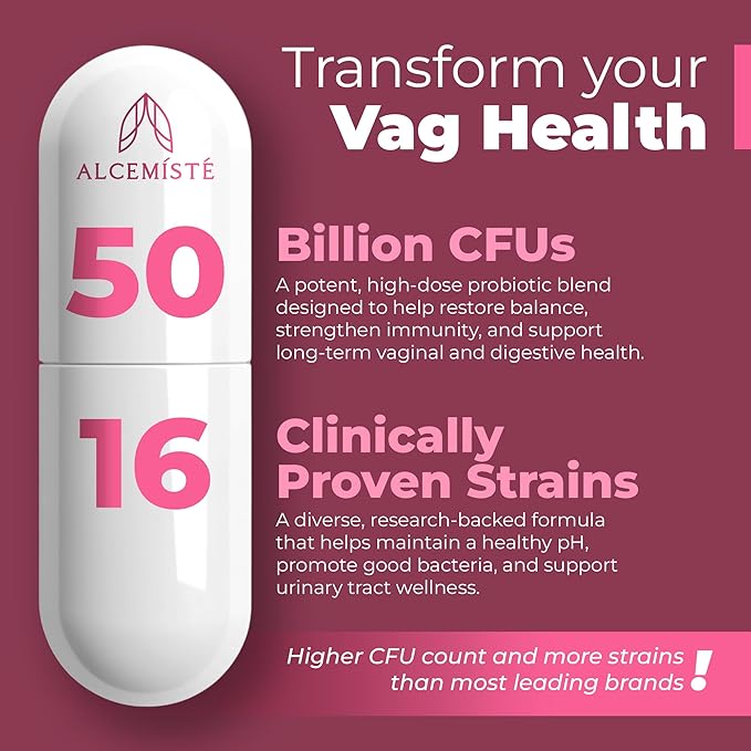 Vaginal Probiotics for Women pH Balance with Prebiotics + Lactobacillus Womens Probiotic Blend - Once Daily Vaginal Odor, BV, Yeast Control, Gut Health & Immune Support - 1 month Supply (30 servings)