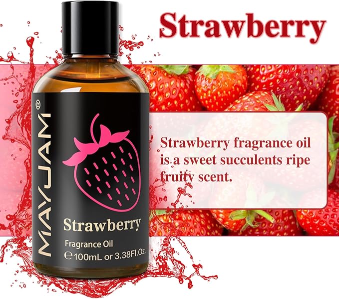 100ML/3.38FL.OZ Strawberry Fragrance Oils with Glass Dropper, Essential Oils for Diffusers for Home, Long Lasting Scented Oils for Diffusers Soap Candle Making
