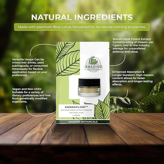 Lab Refined Sceletium Tortuosum Extract | 5.5% Active Alkaloids, 80% Mesembrine - 25mg per Serving - Convenient dosing Spoon for Effective dosing - (2 Grams) - 80 Servings