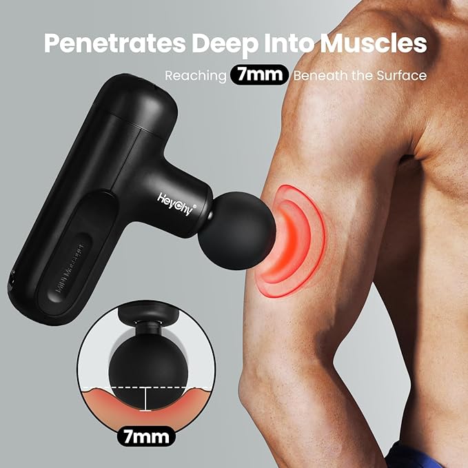 Super Mini Massage Gun Deep Tissue with 5 Speeds, Small Travel Size Percussion Muscle Massager for Pain Relief with 4 Attachments, Handheld Portable Massager Gun for Man & Women, Black