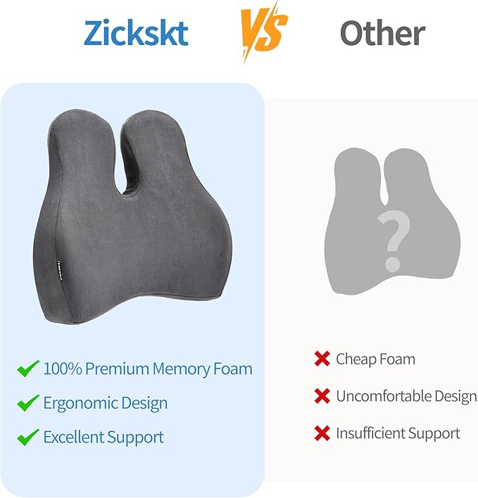 Lumbar Support Pillow for Office Chair and Car Seat - Memory Foam Back Cushion Improve Sitting Posture & Back Pain Relief, Lumbar Support Cushion with Adjustable Strap & Non-Slip