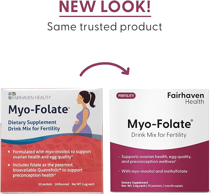 Fairhaven Health Folate and Myo Inositol Powder for Women - 1 Per Day, Female Fertility Supplement, Ovarian Health and Egg Quality - 2000 mg Myo-Inositol and 333 mcg Methylfolate – 30 Stick Packs