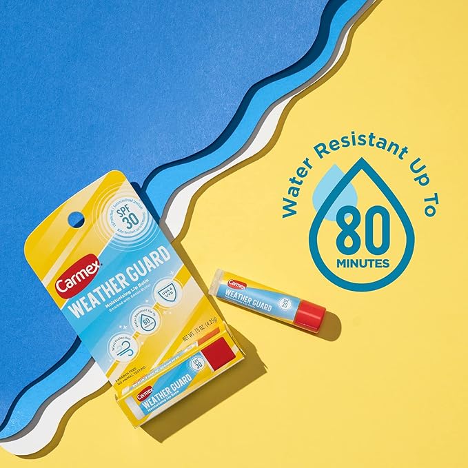 Carmex Weather Guard Moisturizing Lip Balm Stick, SPF 30 Sunscreen Broad Spectrum, 6 Count (6 Packs of 1)