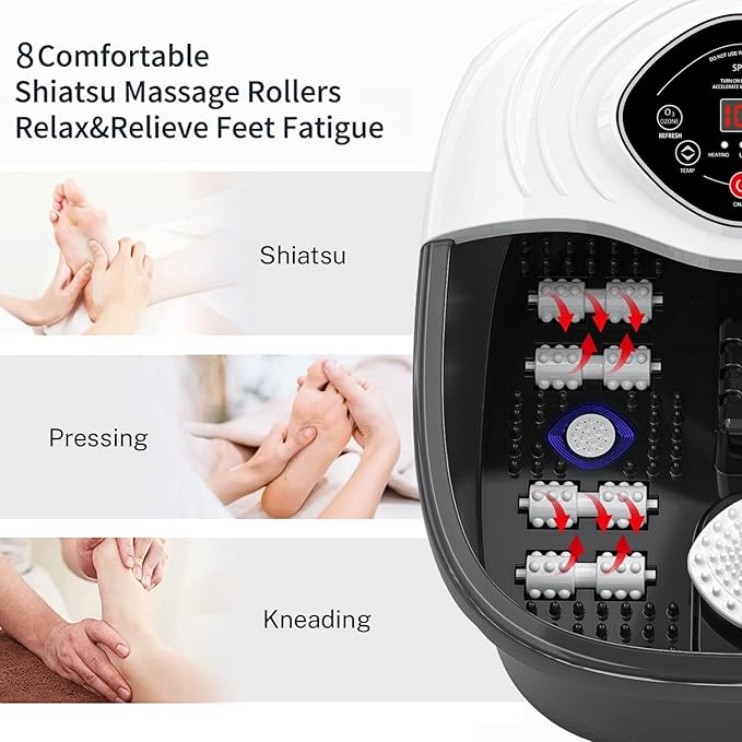 closewave Foot Spa Bath Massager with Heat, Shiatsu Rollers, UV & Ozone Bubbles - Includes Tea Tree Oil Epsom Salt, Relieves Stress and Foot Pain - Home Pedicure Soak Tub Gift for Women/Men, Mom/Dad