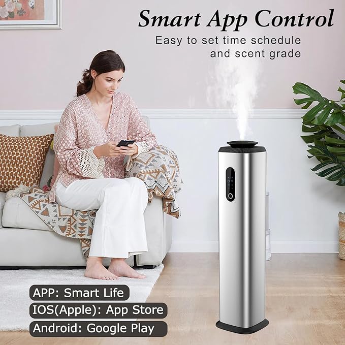 1000ML- Commercial Diffuser Machine With WIFI App Control for Whole House - Cover 10000 Sq Ft - Tower Hotel Scent Diffuser - Scent Air Machine & Waterless Essential Oil Diffuser for Large Room -Silver