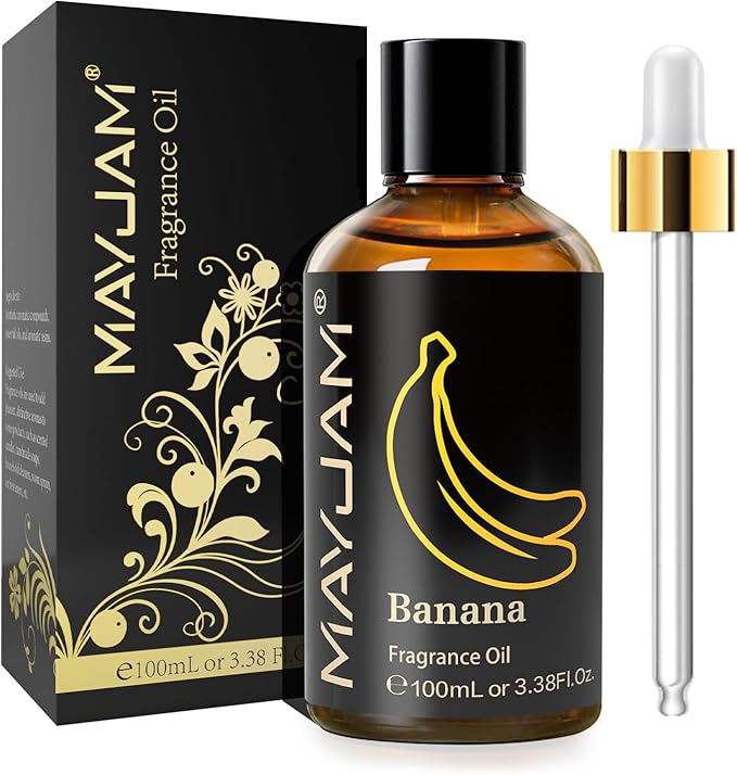 100ML/3.38FL.OZ Banana Fragrance Oils with Glass Dropper, Essential Oils for Diffusers for Home, Long Lasting Scented Oils for Diffusers Soap Candle Making