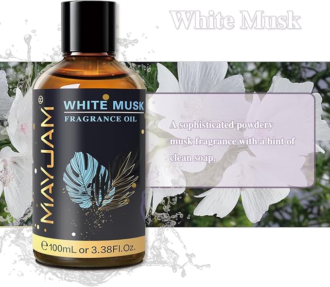 100ML/3.38FL.OZ White Musk Fragrance Oils with Glass Dropper, Essential Oils for Diffusers for Home, Long Lasting Scented Oils for Diffusers Soap Candle Making