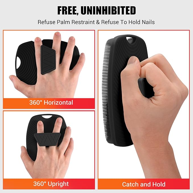 Silicone Body Scrubber Anti Slip for Shower,Zinc Infused Soft Bristles Shower Scrubber for Body Exfoliator,Hygienic,Blood Circulation - Black