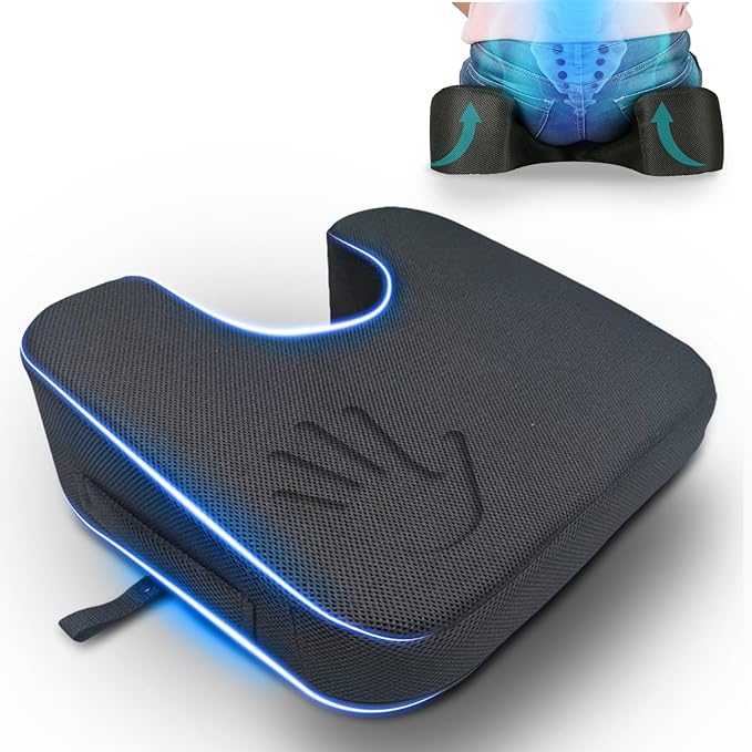 YogiBum Patented Cushion | Extra Large Tailbone Gap | Med Size for 150-190lbs | XL Size for 190lbs+ | Relief for LowBack, Tailbone, Sciatica, Hemorrhoids | Snug Fit on Office/Computer Chairs